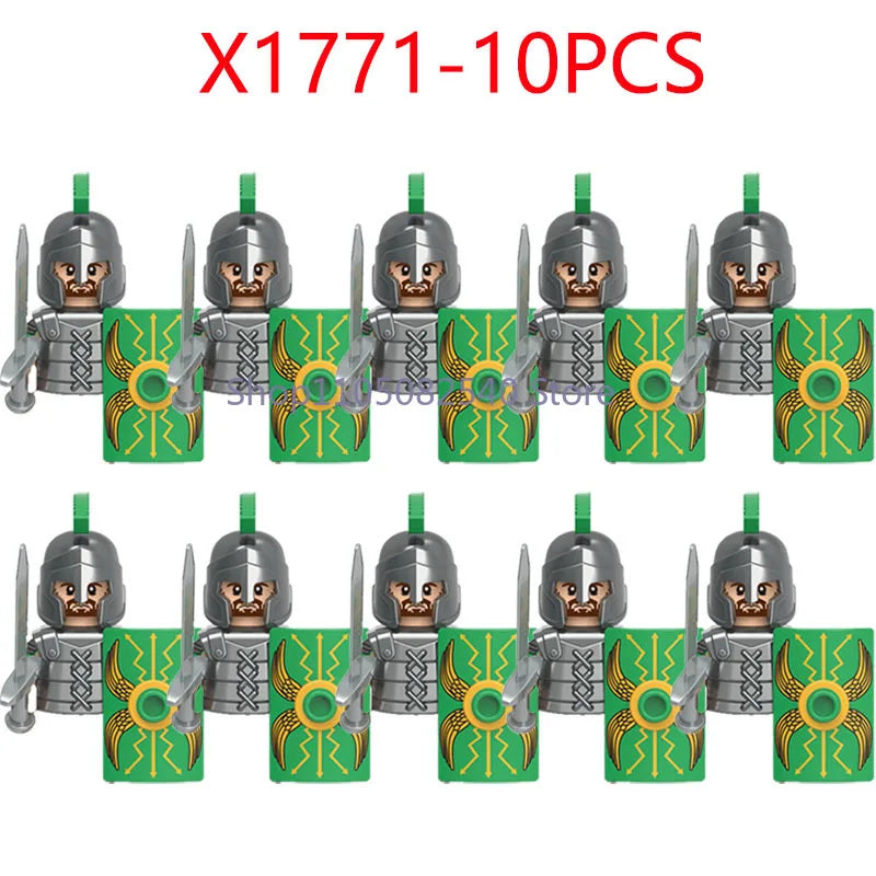 MOC Military Soldier Movie Character Building Blocks Accessories Medieval Castle Knight Helmet Shield Mini Brick Gift Toy E008