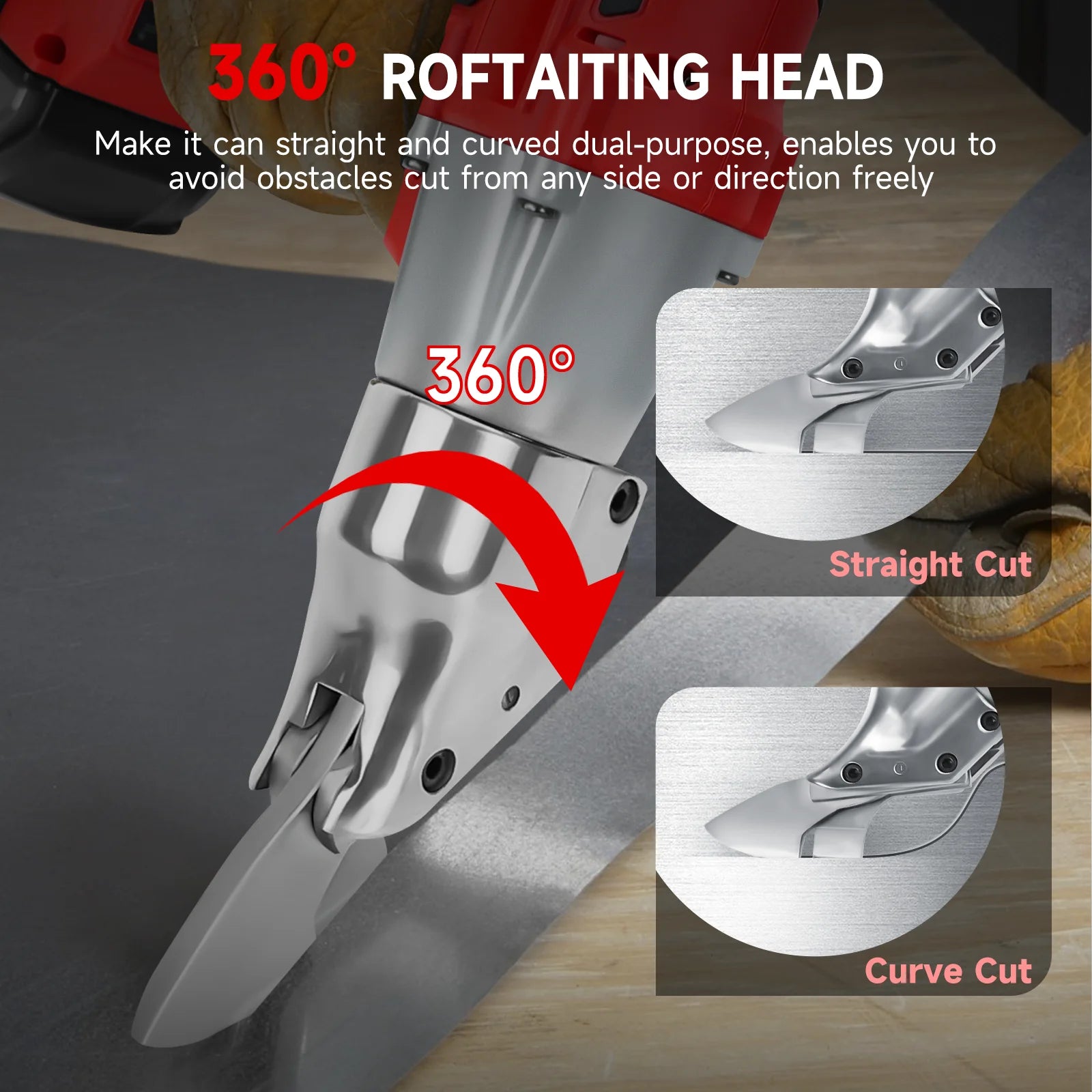 400W Cordless Metal Shear Brushless Electric Metal Scissors 360 Degree Pivoting Head for Milwaukee 18V Battery (No Battery)
