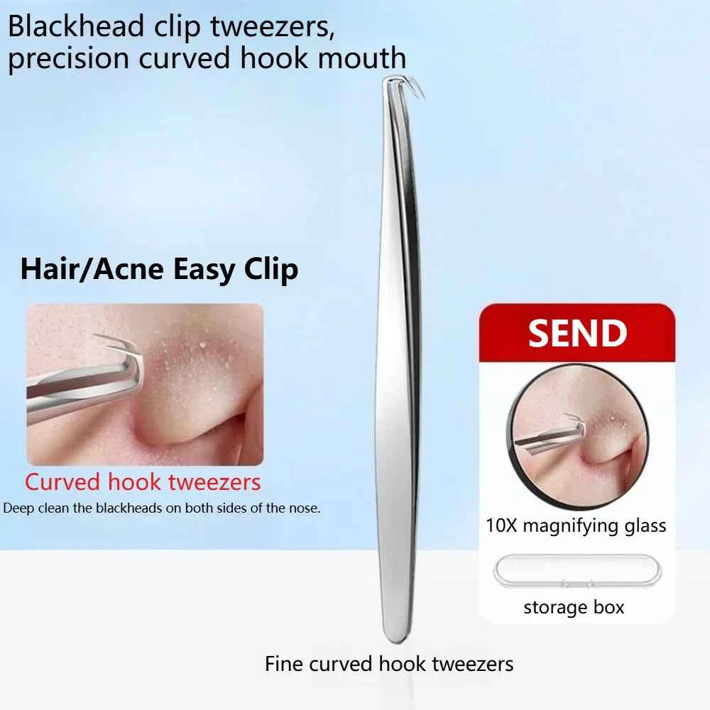 High-Precision Blackhead Remover Tweezers Set – Professional Pimple Extractor & Hair Removal Tools for Flawless Skin