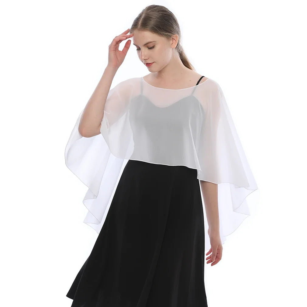 Women Chiffon Capes Shawl Ladies Evening Wedding Party Capes Shrug Ladies Bridal Lightweight Long Shawl and Wraps Dress Cover Up