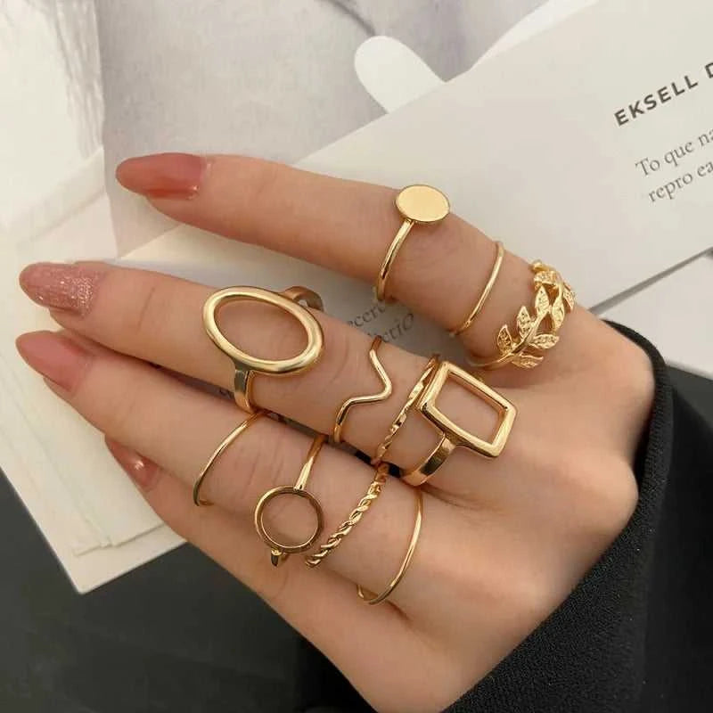 11 Pcs/Set Olive Branch Leaf Geometry Rings Set for Women Combination Creative Joint Ring Fashion Party Jewelry Gift The jack market .AU The jack market .AU Jewellery & Chains $ 55 200000783:29#golden