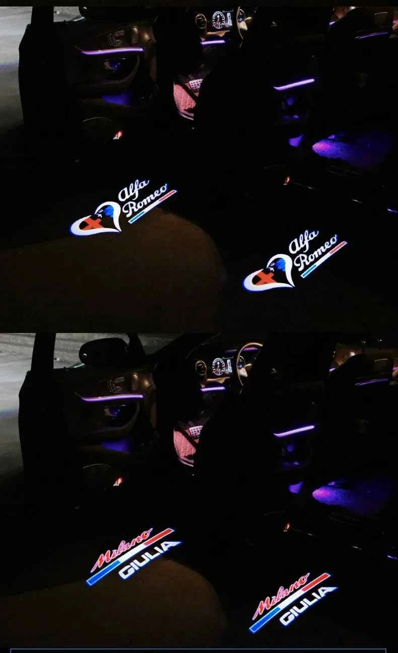 2pcs FOR Alfa Romeo LED Car Door Welcome Light Logo Projector Giulia Giulietta Mito Stelvio Brera 147 156 159 car-styling