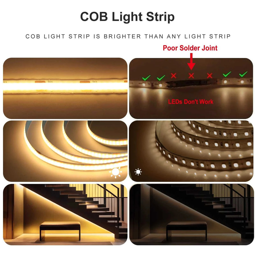 5V USB COB LED Strip Light with 3Key Dimmer 320LEDs/m Flexible Tape Natural Warm White for Room TV Mirror Backlight Cabinet Lamp The jack market .AU The jack market .AU Home $ 50 136:173#Warm White;380:201451169#0.5m