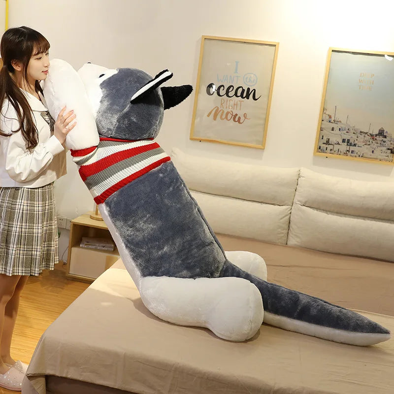 120CM Cute Soft Kawaii Huge Husky Plush Toys Dog Stuffed  Animals Long Pillow Doll For Kids Girlfriend Birthday Gift Home Decor