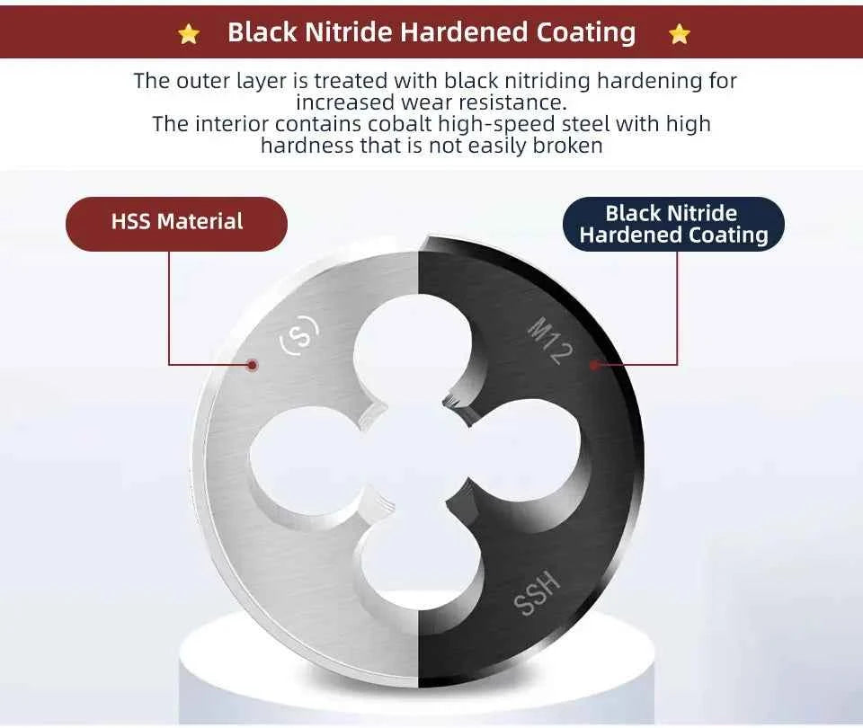 SIQICNC Round Dies ISO Right Hand Thread Tap HSS Tool M3-M20