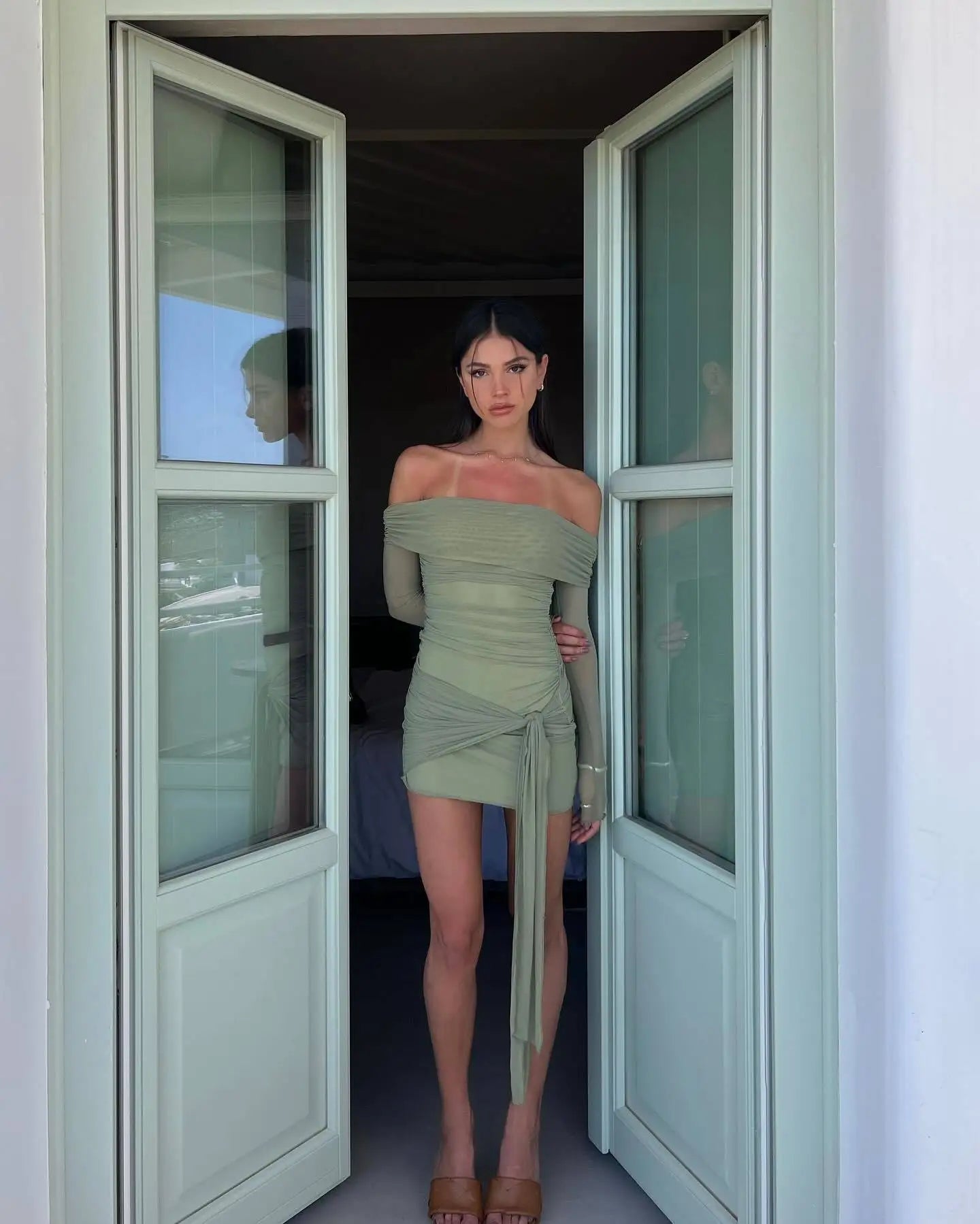 Articat One Shoulder Mesh Dress - Double Layered, Pleated Skirt for Women - Perfect for Vacation & Party