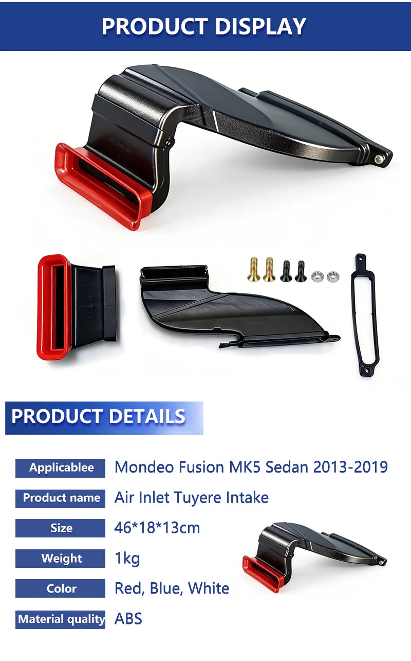 For Ford Mondeo Fusion MK5 Sedan 2013-2019 Big Mouth Air Inlet Tuyere Intake ABS Replacement Parts Auto Accessories