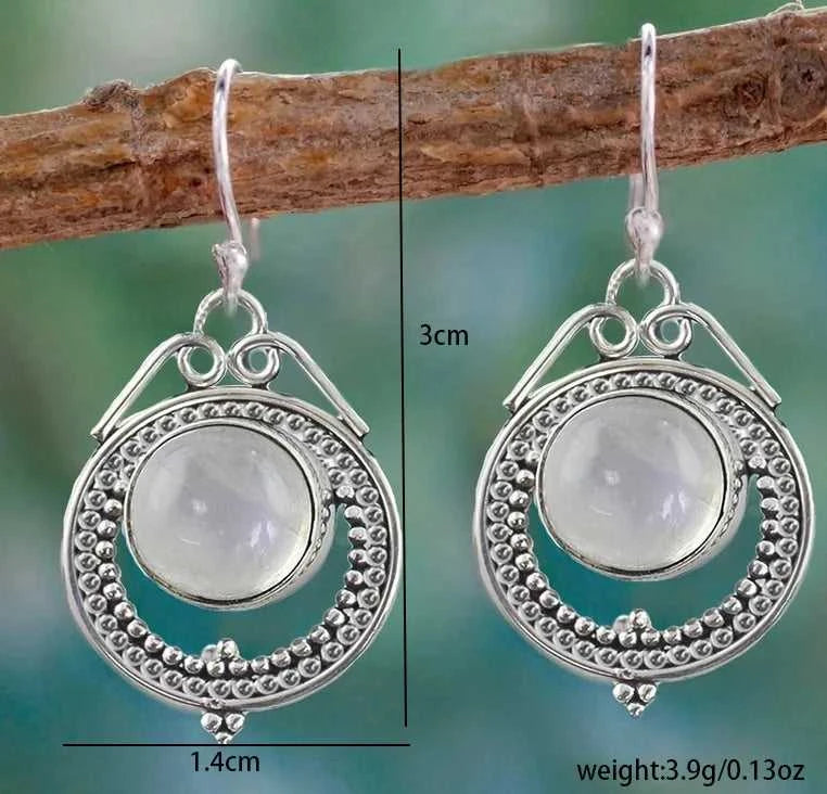 New moonstone retro earrings European and American fashion imitation Thai silver rainbow jewel ear hook jewelry The jack market .AU The jack market .AU Jewellery & Chains $ 47 200001034:10
