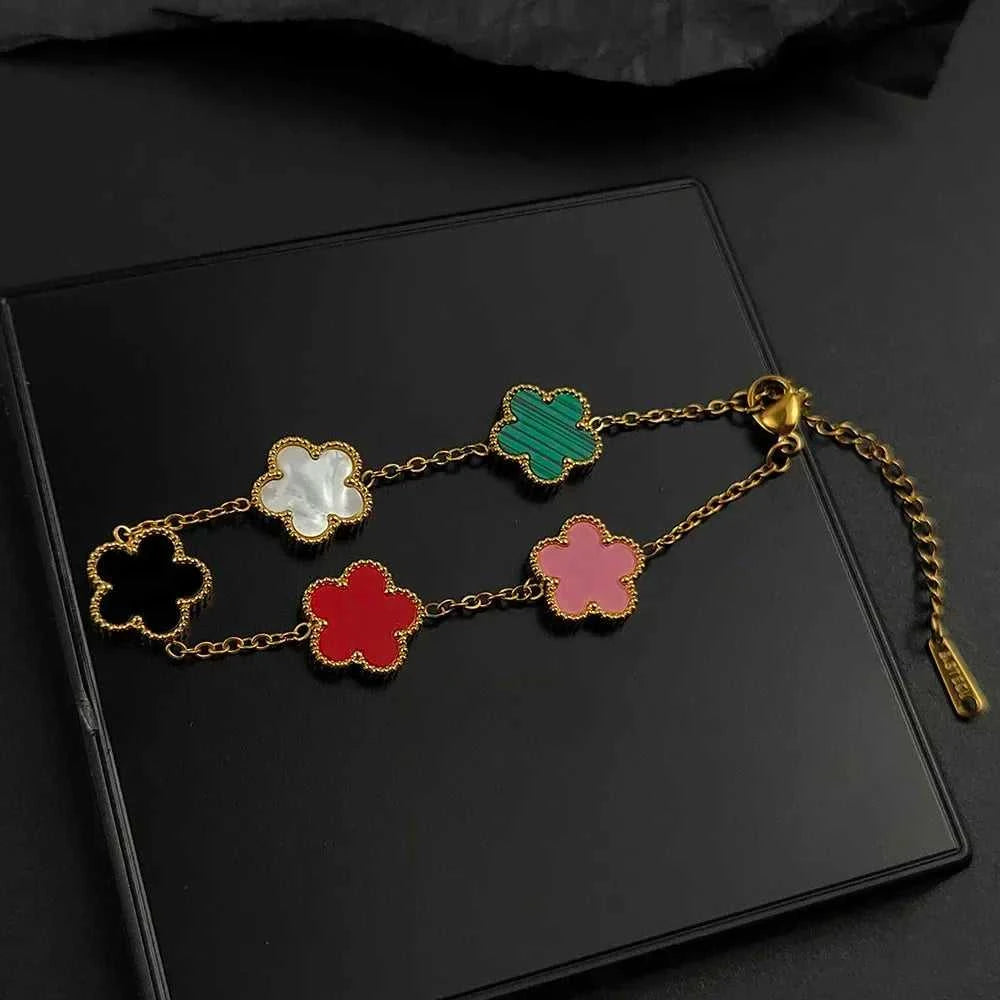 Hot Sale Stainless Steel Plum Blossom Gold Plated Bracelet High Quality Five Leaf Flower Jewelry Simple for Woman Gift Clover The jack market .AU The jack market .AU Jewellery & Chains $ 47 200000639:1438;200001034:6145#red2