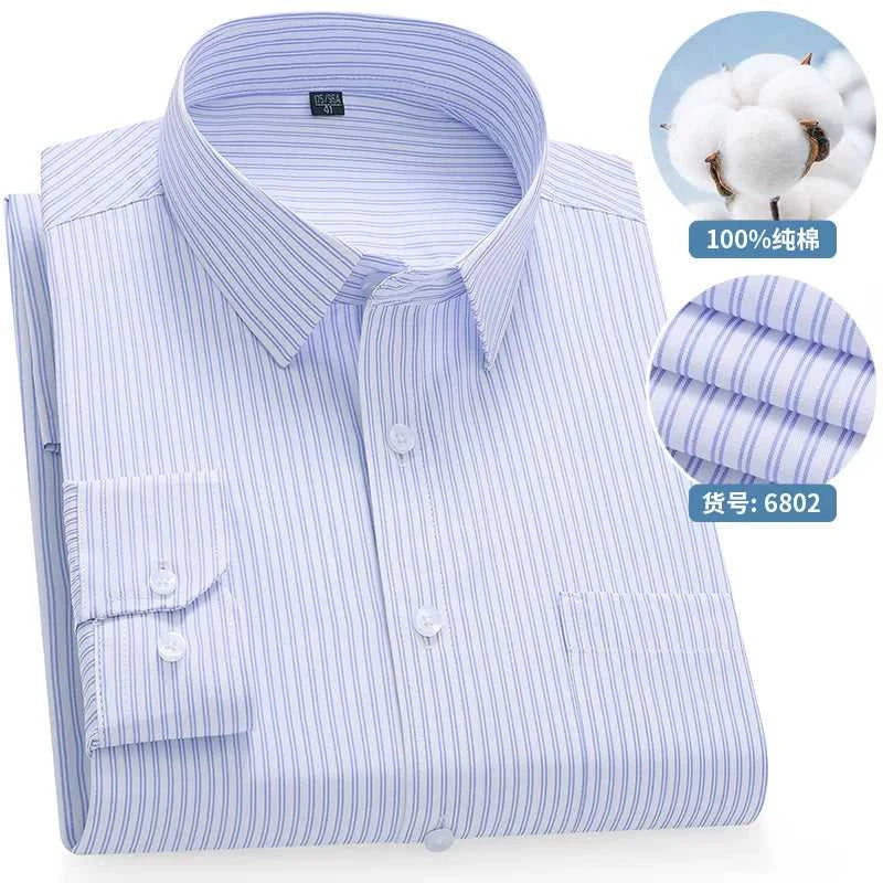 High Quality 100% Cotton Men's Shirts Long Sleeve Slim Fit Business Formal Striped Shirt Social Male Clothing Plus Size 8XL 7XL The jack market .AU The jack market .AU Men Fashion $ 43 14:691#6808;5:200000900#47 Size (100-110KG)