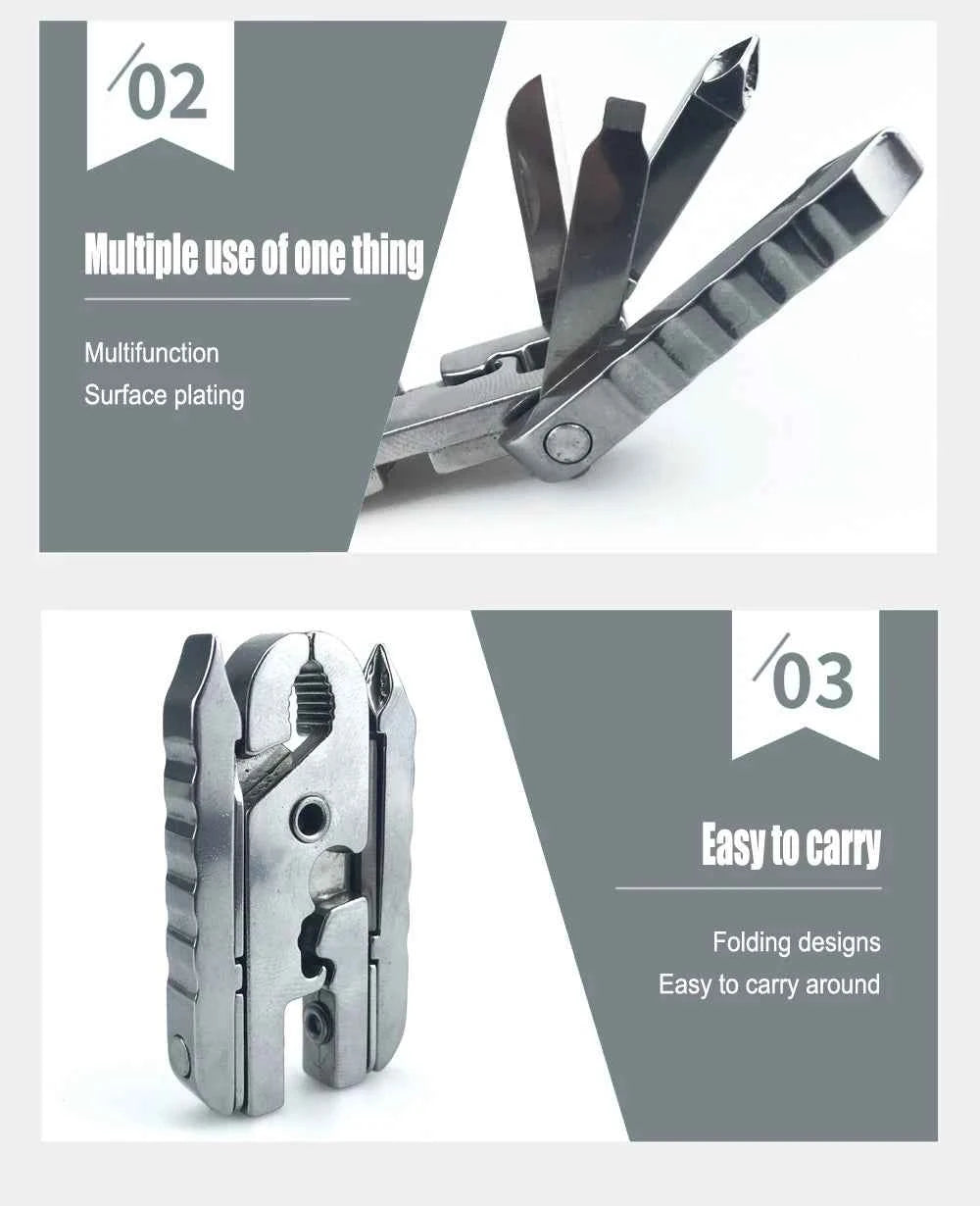 MiniPro Multi-Tool: 10-in-1 Folding Pliers & Screwdriver Kit for Outdoor Adventures