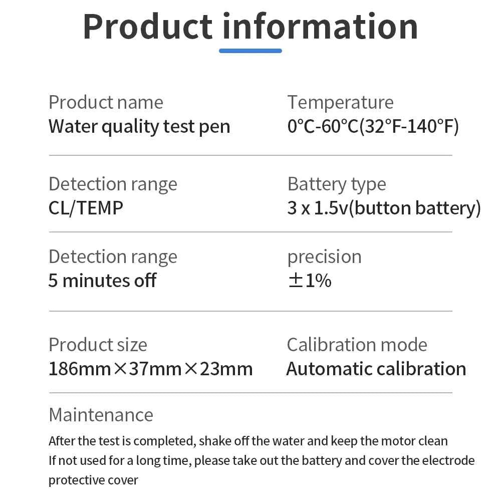 Multifunctional Chlorine Testing Pen 2/3/4/5 in 1 Water Quality Tester CL2 TEMP pH H2 ORP Measuring For Aquarium Swimming Pool