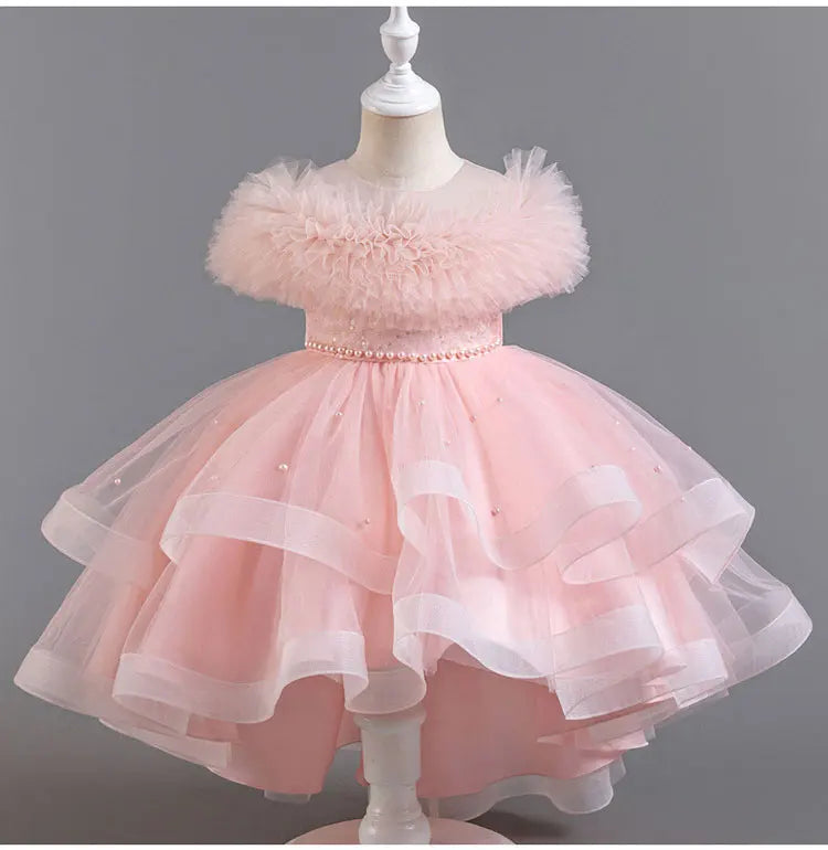GlamourKids Elegant Lace Mesh Sleeveless Evening Gown for Girls 3-12 - Perfect for Summer Parties