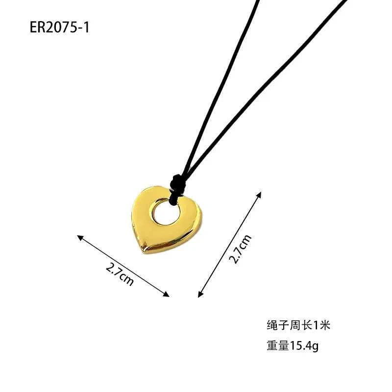 Fashion Spiral Heart-Shaped Pendant Necklace for Women Adjustable Long Black Wax Rope Clavicle Chain Charm Couple Birthday Gift The jack market .AU The jack market .AU Jewellery & Chains $ 48 200001033:200003757#5