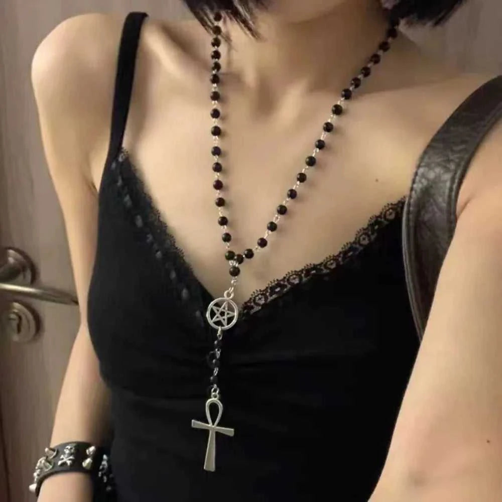 Vintage Fashion Double-layer Flower Necklace Long Stackable Sweater Chain Y2K Style Beaded Geometric Necklace The jack market .AU The jack market .AU Jewellery & Chains $ 49 200001033:361187#03