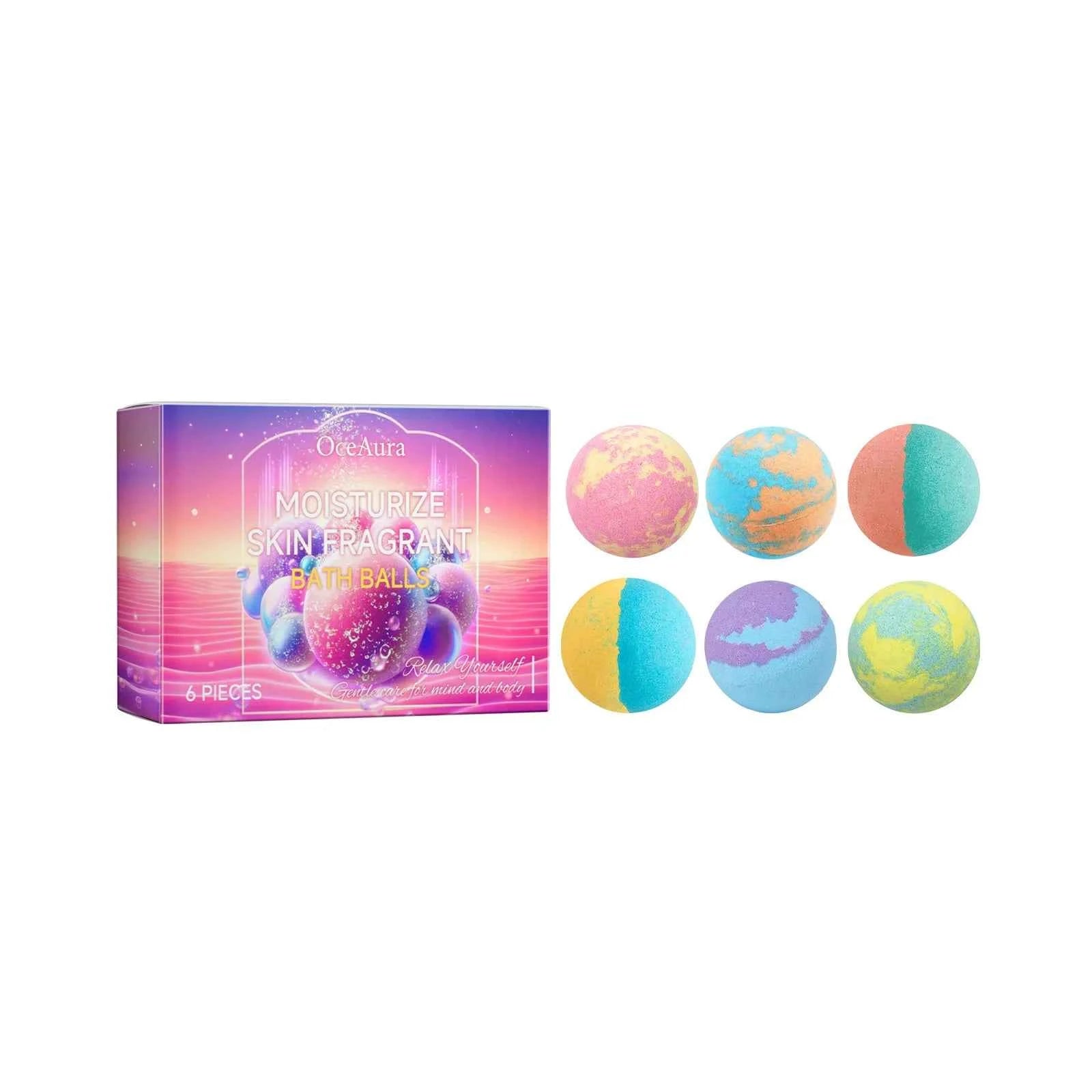 Colorful Bliss Bath Balls Set - 6 Scented Moisturizing & Exfoliating Spa Treats for Relaxation and Skin Renewal