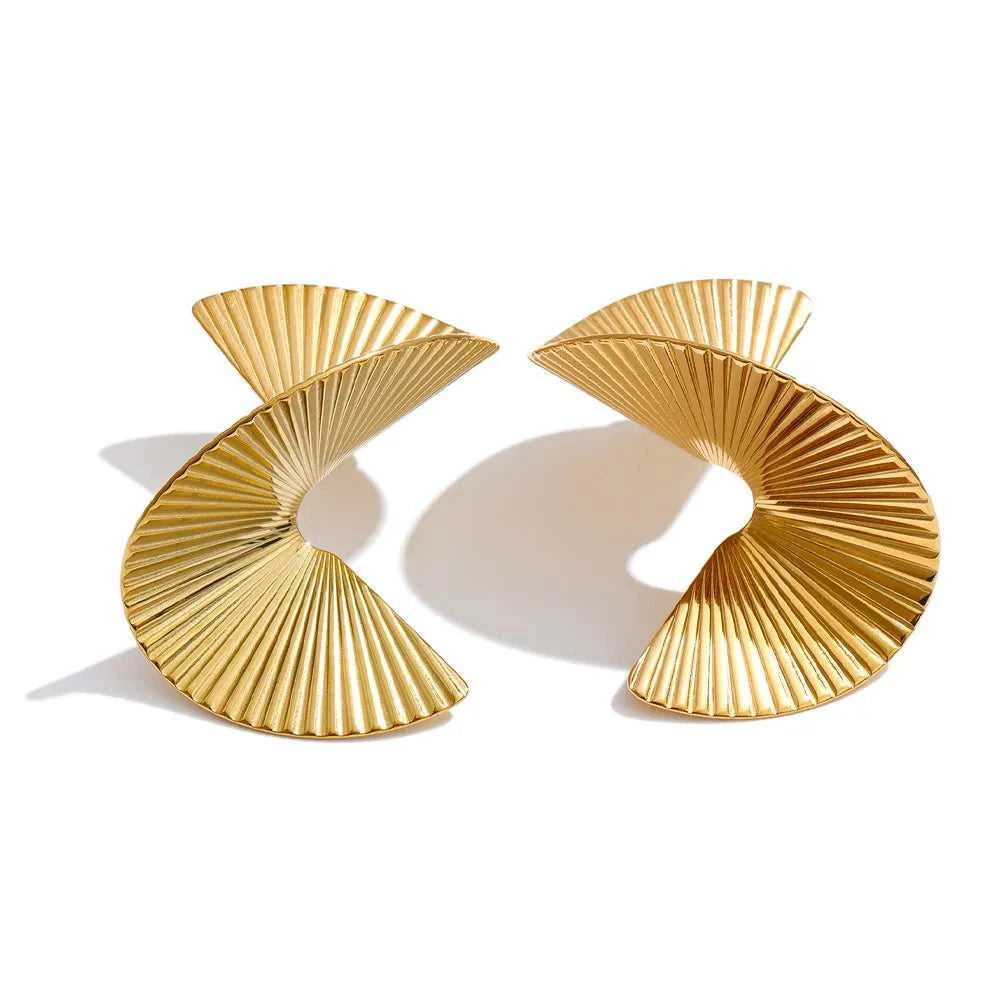 Yhpup Statement Stainless Steel Metal Twist Gold Color Geometric Stud Earrings Fashion Temperament Waterproof Jewelry Wholesale The jack market .AU The jack market .AU Jewellery & Chains $ 52 200001034:361181#YH3093A Steel