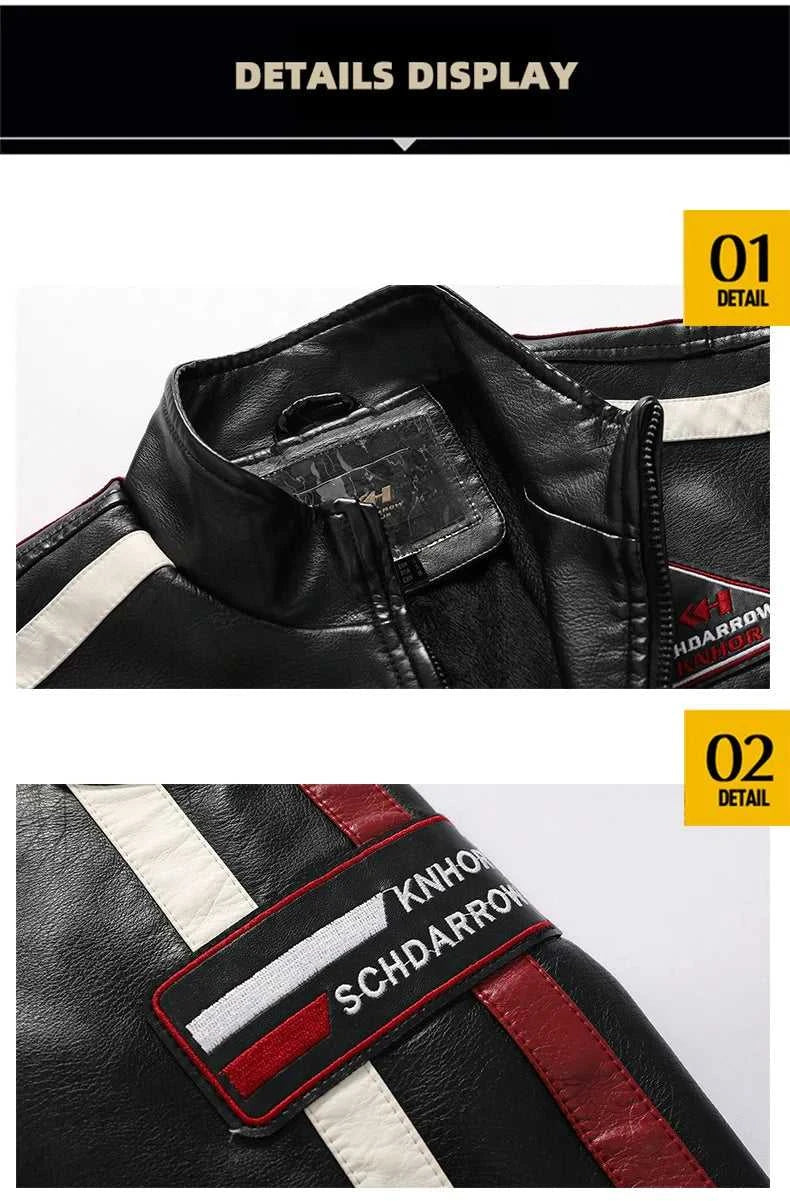 European American New Fashion Women's Plus Size Casual Trendy Stand Collar Long Sleeve Contrast Color PU Jackets Male Coats Tops The jack market .AU The jack market .AU Men Fashion $ 91 14:10;5:361386