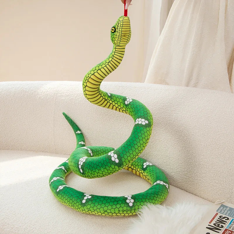 Realistic 190CM Rattlesnake Black Man Snake Bar Stuffed Plush Toys Funny Snake Doll Kids Mischievous Plush Dolls Festival Gifts