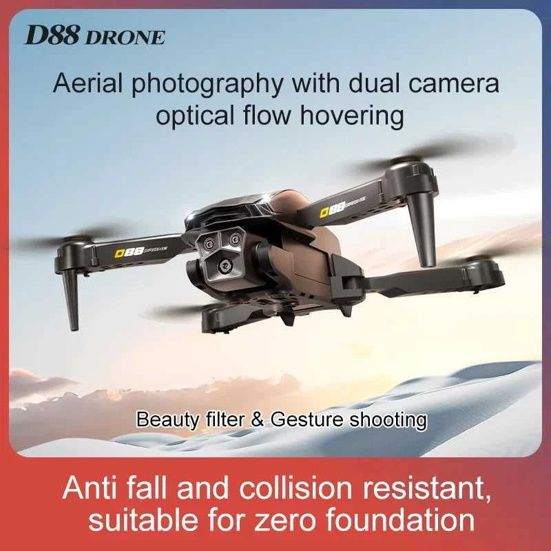2026 New D88 Drone 8K HD Dual Cam Professional Aerial Photography Optical Flow Hovering Gesture Shoot Folding Quadcopter VR The jack market .AU The jack market .AU Drones $ 92 14:29#Black Dual 8K-1B