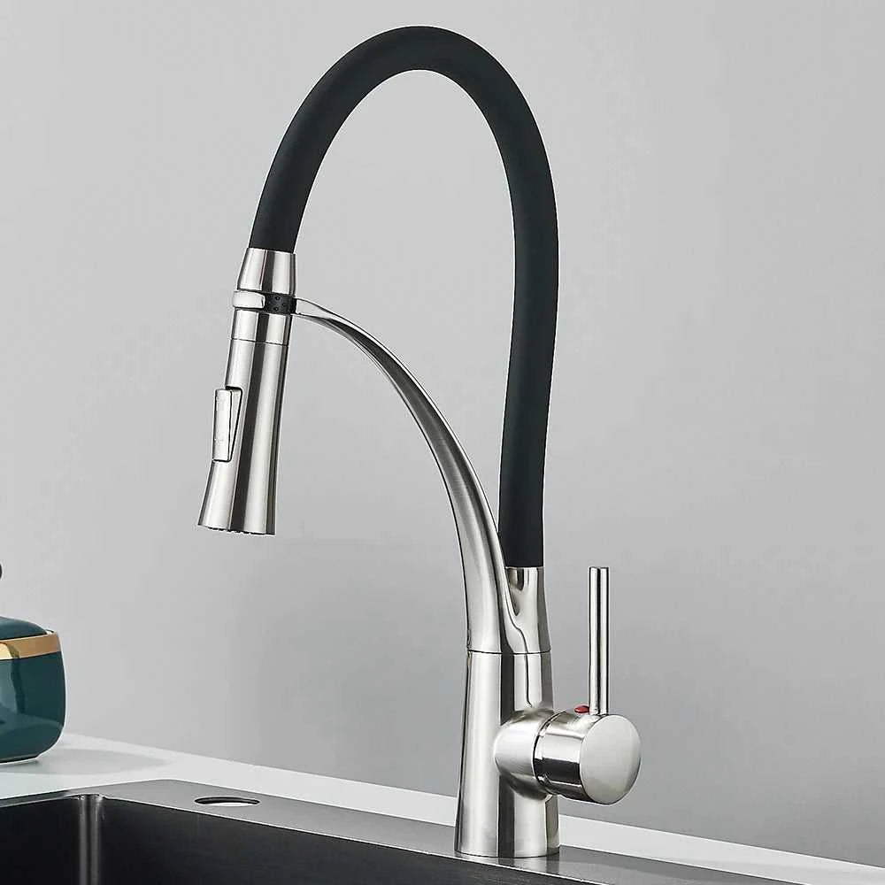 Black Rubber Kitchen Faucet Mixer Tap Rotation Pull Down Stream Sprayer Taps Hot Cold Water Tap One Handle Kitchen Tap The jack market .AU The jack market .AU Home $ 88 14:193#Matte Black;200007763:201336106