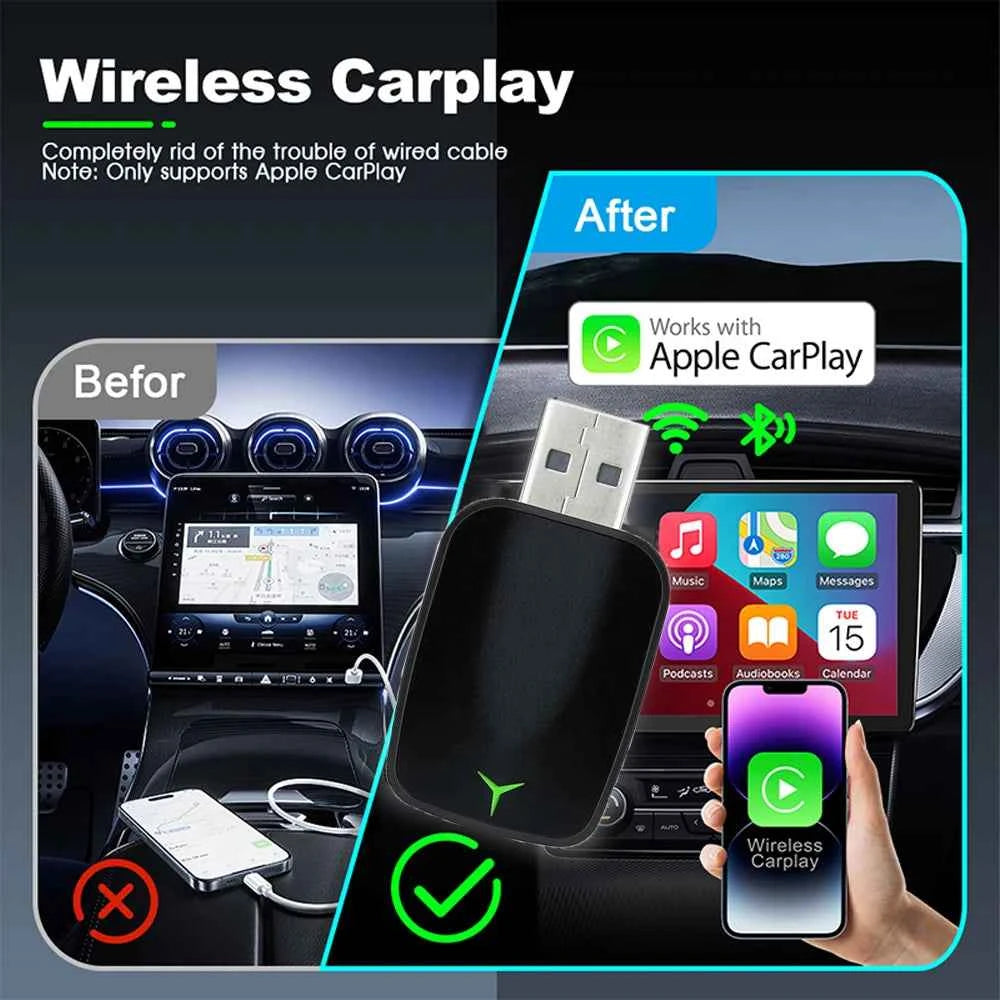 Carplay Android Wireless 2-In-1 Adapter Car Gadget Smart Magic Box Plug and Play 5Ghz Wifi Plug and Play Seconds Link