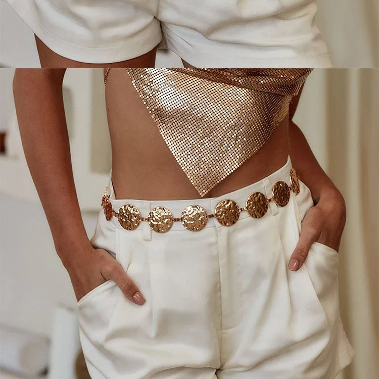 Women's Metal Chain Belt – Gold & Silver Waist Chain for Dresses