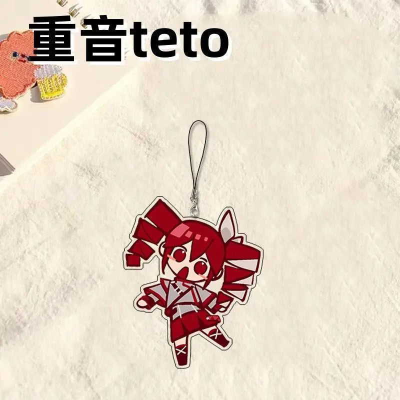 Hatsune Miku accent teto peripheral mobile phone chain car keychain anime acrylic pendant doll toys girl halloween gift