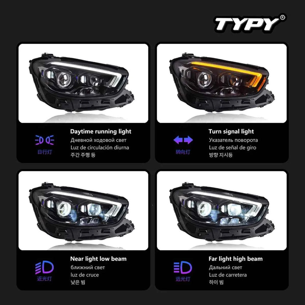 TYPY Car Lights For Benz E-Class W213 Headlights 2016-2023 LED Lamps Daytime Running Lights Dynamic Turn Signal Auto Accessories