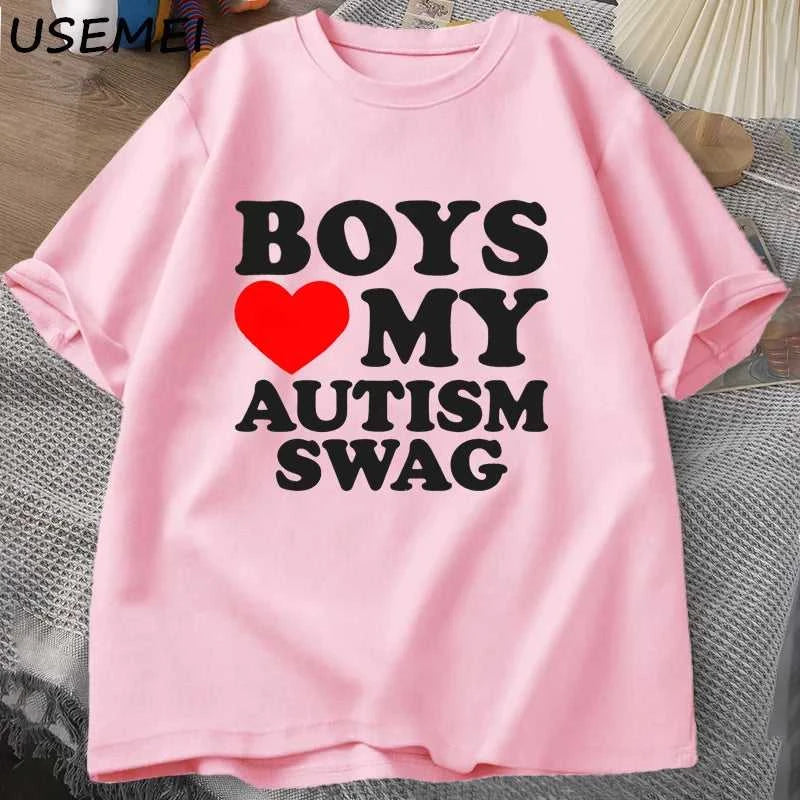 Girls Boys Love My Autism Swag T Shirt Women Men Funny Autistic Girls Awareness Idea T-Shirt Couple Lover Short Sleeve Tees The jack market .AU The jack market .AU Men Fashion $ 30 14:193;5:100014064