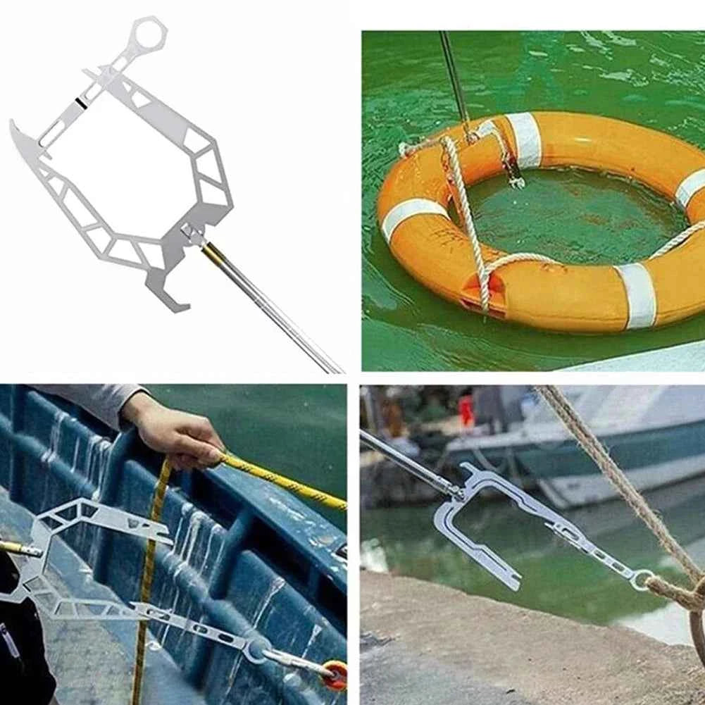 Portable Stop Ship Kayak Accessories Boat Tool Multi-Purpose Mooring Rope Dock Hook Stainless Steel Long-distance Threader