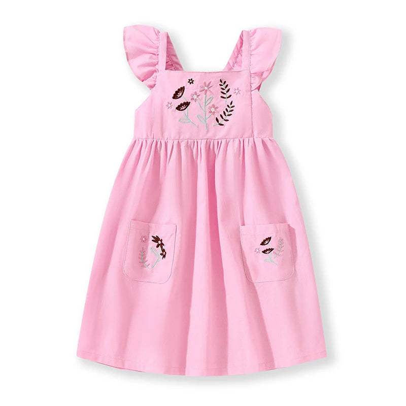 Little maven 2026 Cartoon Giraffe Summer Dress Cotton Soft Casual Clothes Baby Girls Lovely Wear for Toddler Kids 2 to 7 years