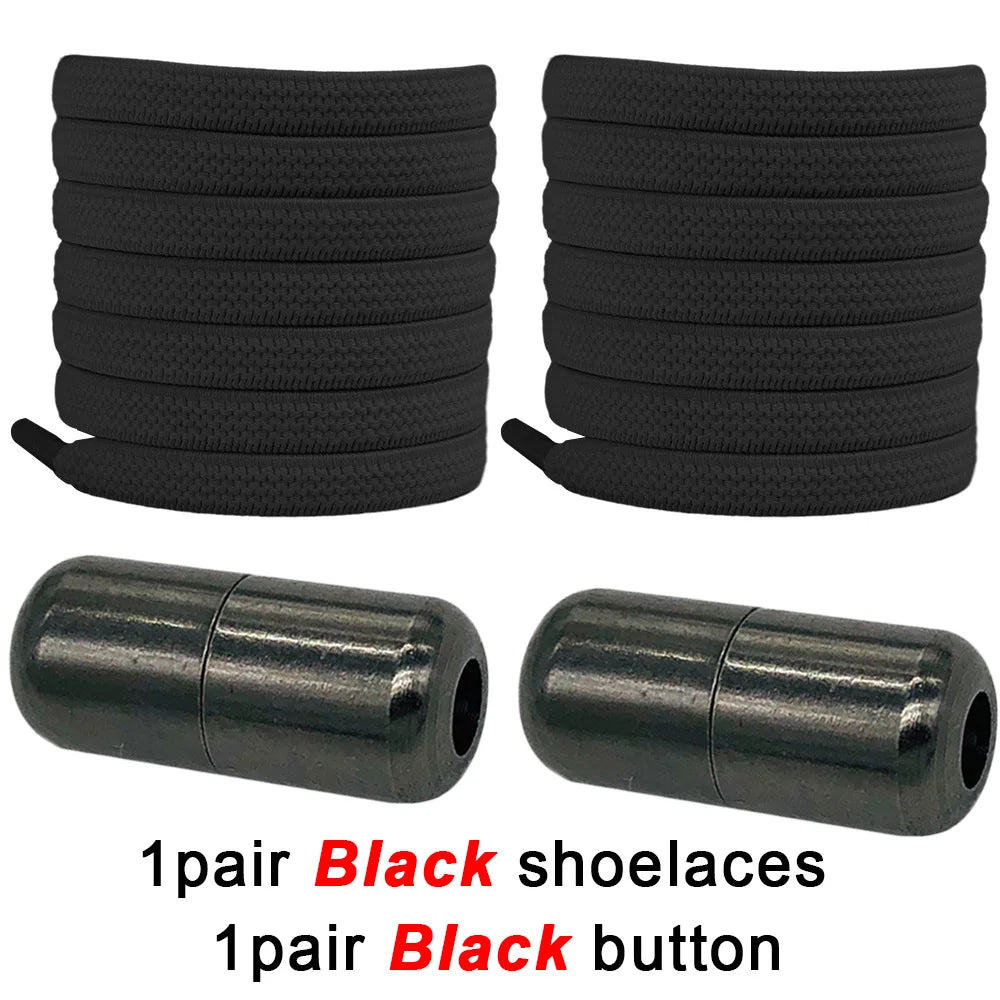 No Tie Shoe Laces Metal Capsule Lock Elastic Laces Sneakers Flat Shoelaces Without Ties Kids Adult Quick Shoes Lace Rubber Bands