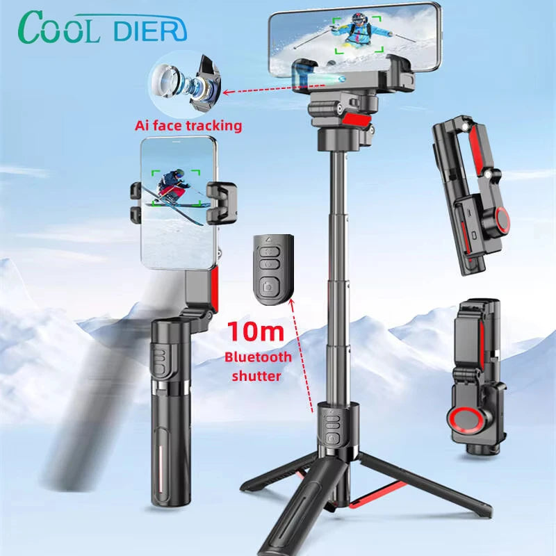 COOL DIER C10 AI face tracking Gimbal For Phone Stabilizer, 360 Auto Rotation Desktop Follow Gimbal with Remote for Smartphone