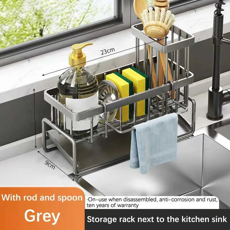 Stainless Steel Sink Sponge Drain Rack Multi-functional Countertop Faucet Soap Rack Dish Towel Storage Filter Basket The jack market .AU The jack market .AU Home $ 67 14:201527806#black-3