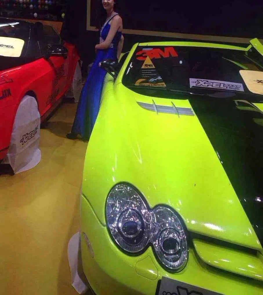 Premium Car Styling Glossy Fluorescent Yellow Vinyl Sticker Glossy Fluorescent yellow Vinyl Wrap Self Adhesive Sticker
