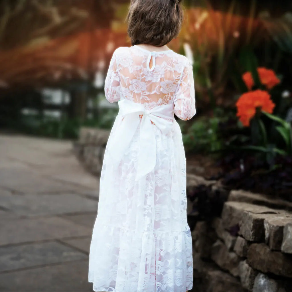 Princes Girls Lace Flower Girl Dress - Elegant Wedding Party Wear for Ages 2-12