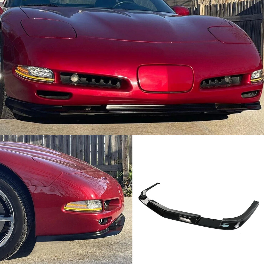 For Chevrolet Corvette C5 1997-2004 3PCS Front Bumper Lip Splitter Body Kit Glossy Black Carbon Fiber Style Car Accessories