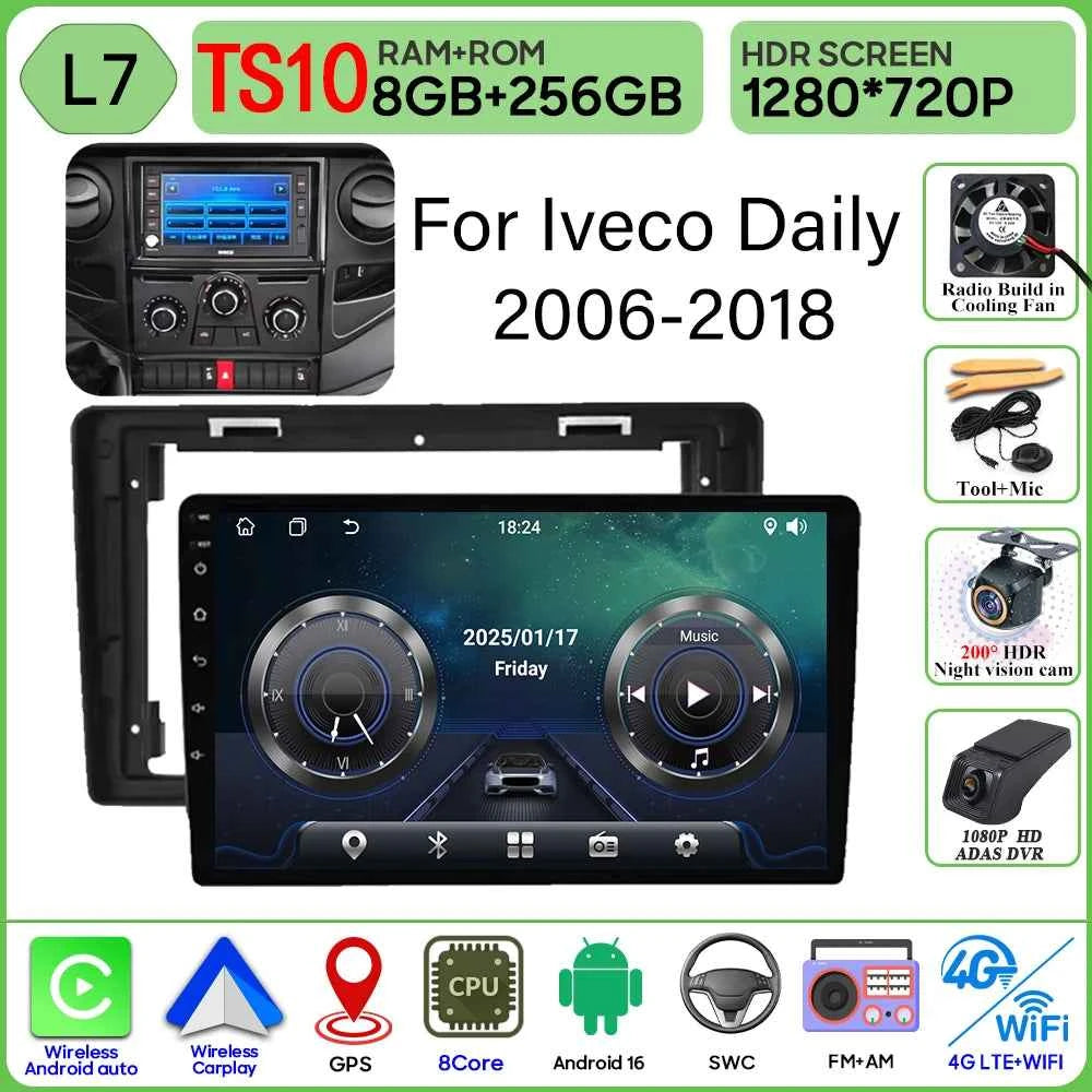 Android 16 Carplay For Iveco Daily 2006-2018 Video Car Radio GPS Navigation Car Monitor Autoradio No 2din Screen GPS DVD Video
