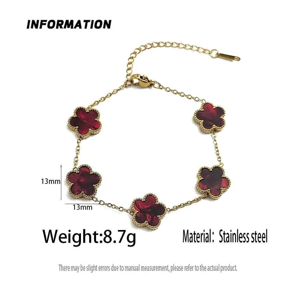 Hot Sale Stainless Steel Plum Blossom Gold Plated Bracelet High Quality Five Leaf Flower Jewelry Simple for Woman Gift Clover The jack market .AU The jack market .AU Jewellery & Chains $ 47 200000639:1438;200001034:6145#red2