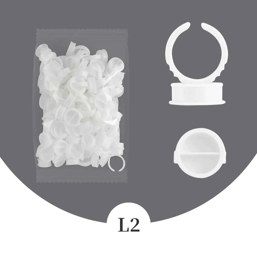 GLAMLASH Disposable Eyelash Extension Glue Rings - 100 Pcs for Effortless Application & Precision Pigment Holding