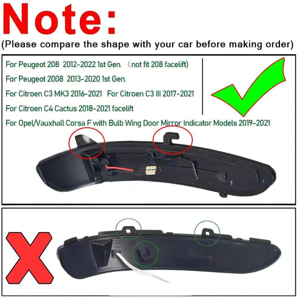 Led Dynamic Side Mirror Blinker Indicator Lamps For Peugeot 2008 208 I MK1 2013 2014 2015 2016-2019 Citroen Turn Signal Lights