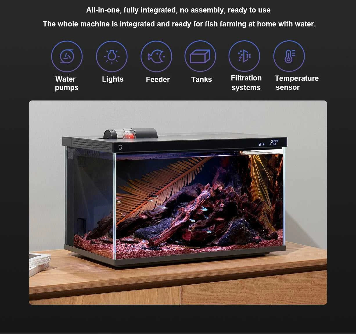 NEW MIJIA Smart Fish Tank MYG100 Work With Mijia APP Mobile Controlled Remote Feeding Smart Lighting System Light Aquarium20L The jack market .AU The jack market .AU Home $ 131 14:366#Add UK Adapter