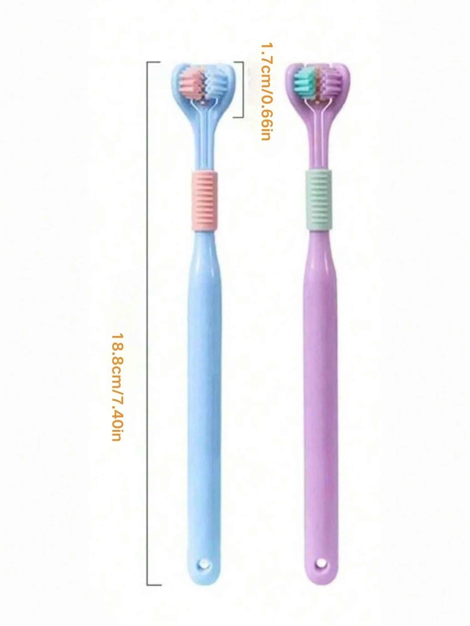 4pcs Soft Bristle 3-sided Toothbrush Gentle Clean Adult Teeth Brush for Complete Gum Care Autism Sensory Design Oral Health Tool