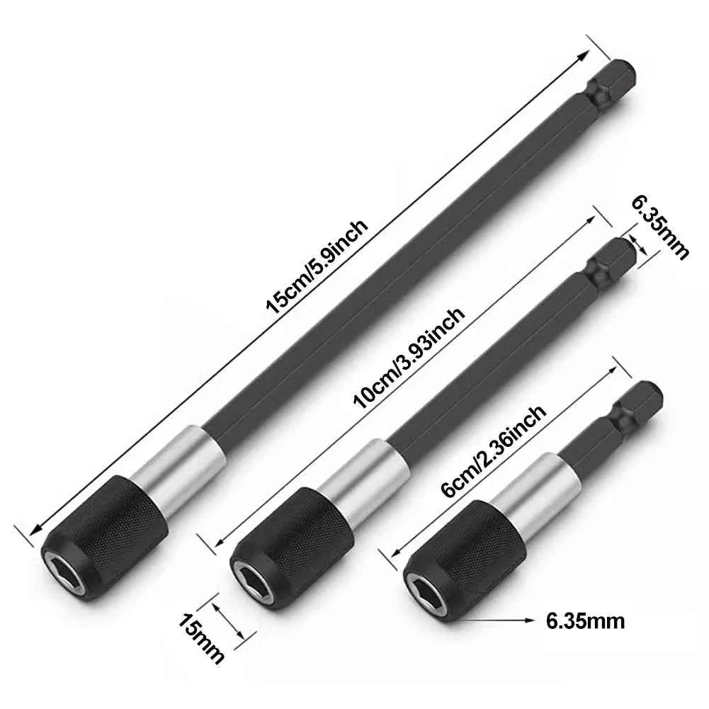 BrandName Self-Locking Hex Shank Screwdriver Bit Holder - Quick Release Magnetic Extension Rods (60/100/150mm)