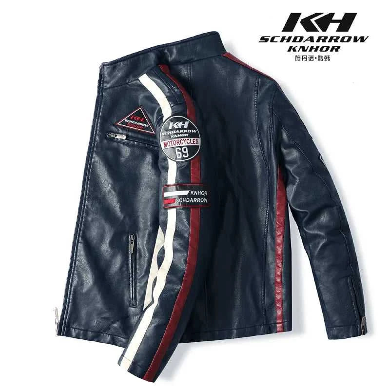 European American New Fashion Women's Plus Size Casual Trendy Stand Collar Long Sleeve Contrast Color PU Jackets Male Coats Tops The jack market .AU The jack market .AU Men Fashion $ 91 14:10;5:361386