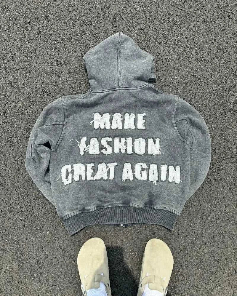 Gothic Fashion New Letter Patch Cardigan Zipper Sweater Male Y2K Harajuku Vintage Hip Hop Popular Leisure Sports Couple Hoodies The jack market .AU The jack market .AU Men Fashion $ 53 14:365458#1;5:100014065