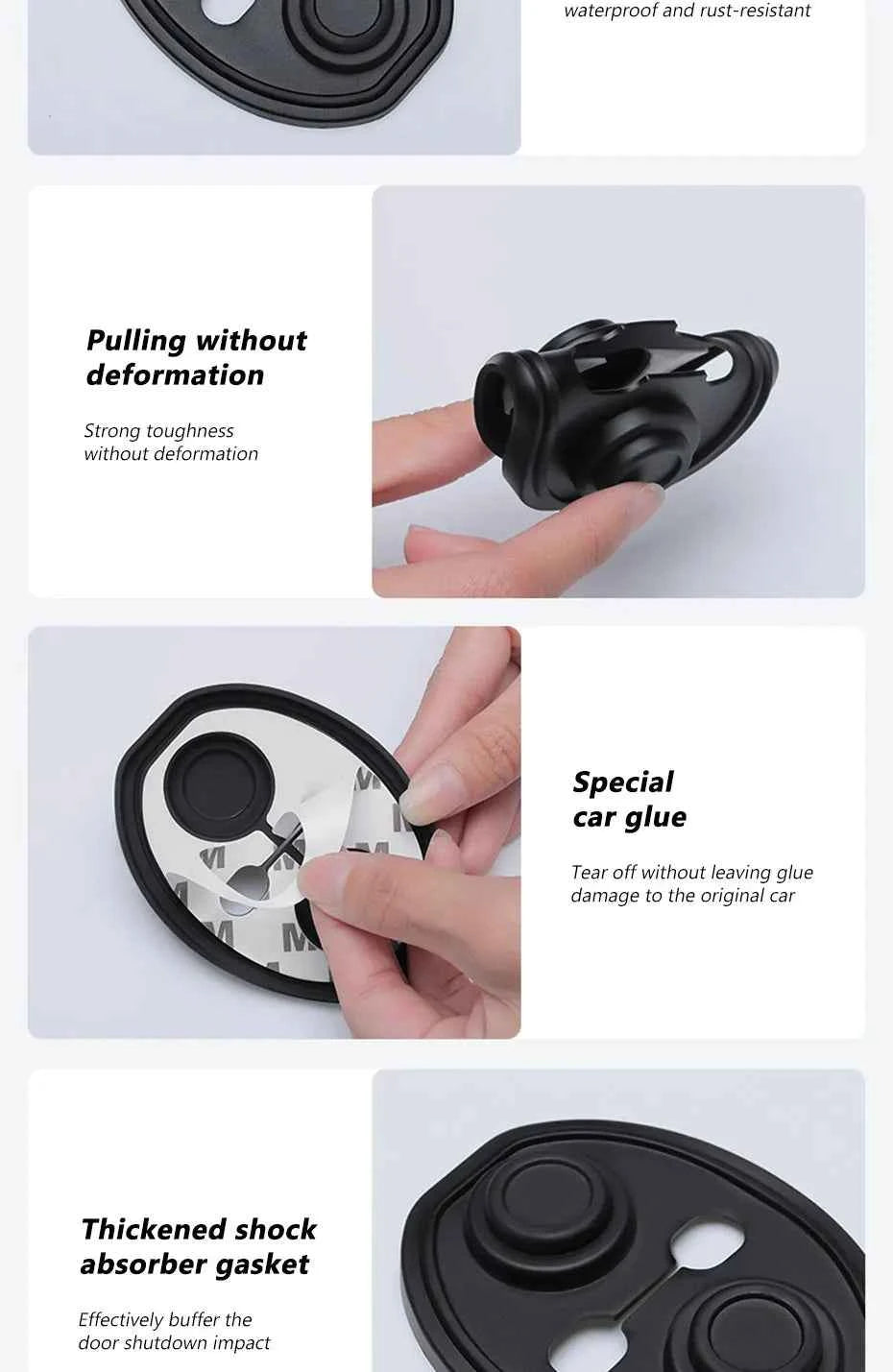 4Pcs Door Lock Buckle Cover for Car Door Buffer Cushion Anti-Scrtach Protection Cover Waterproof Door Shock Absorber
