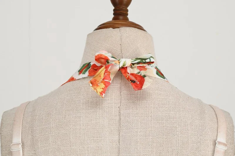 Vintage Charm Summer Midi Dress - Cute Print, Ruched Bust, High Waist for Effortless Beach Style