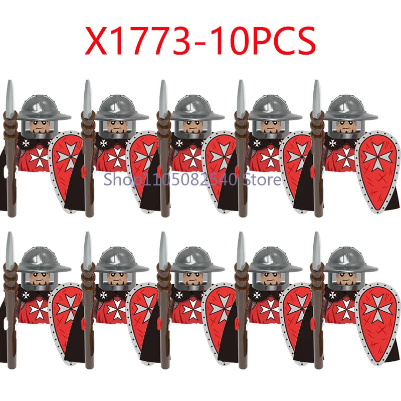 MOC Military Soldier Movie Character Building Blocks Accessories Medieval Castle Knight Helmet Shield Mini Brick Gift Toy E008
